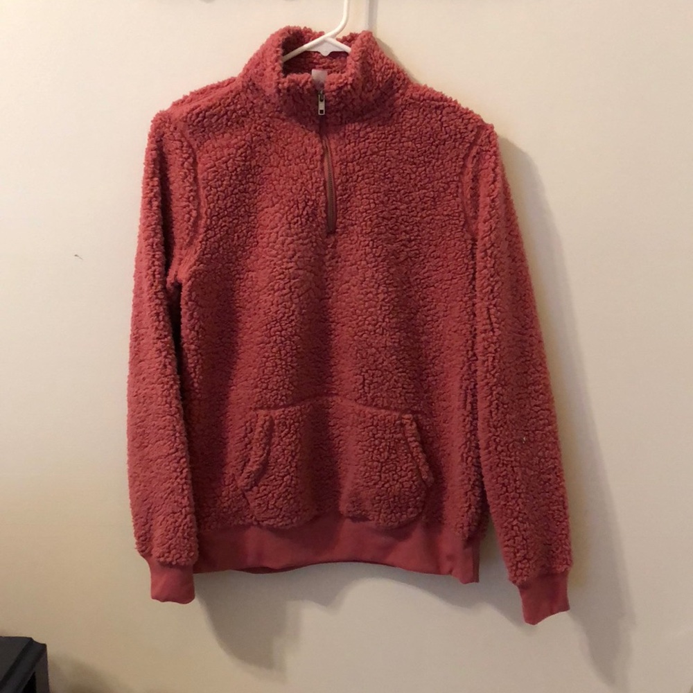 fuzzy pink 1/4 zip